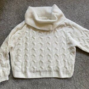 White Cowl Neck Cropped Sweater | Size M